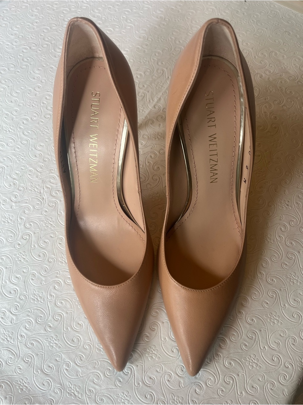 Stuart Weitzman Nude Tan Leather Power  Pump Heels